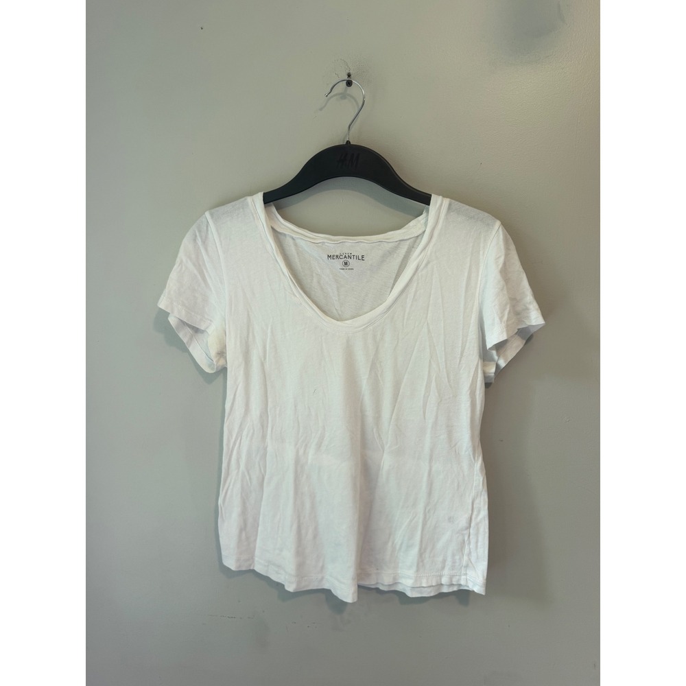 J.Crew Mercantile Womens White V-Neck Short Sleeve 100% Cotton T-Shirt Size M